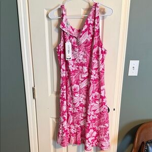Pink Floral Sleeveless Dress